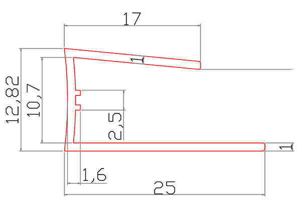 Sizes start P-PVC profile